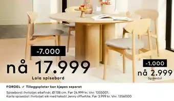 Skeidar Lola spisebord tilbud