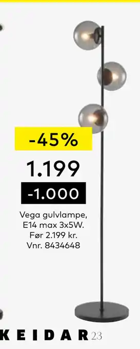 Skeidar Vega gulvlampe tilbud