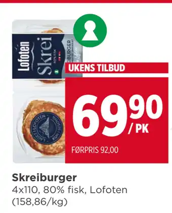 Meny Skreiburger tilbud