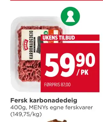 Meny Fersk karbonadedeig tilbud