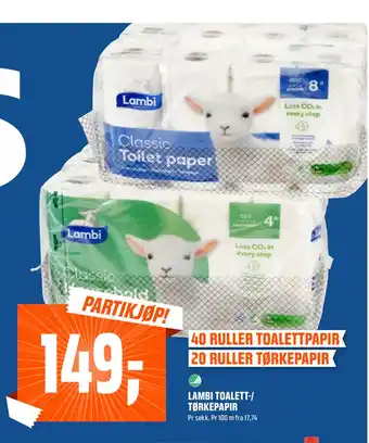 Coop Obs LAMBI TOALETT-/ TØRKEPAPIR tilbud