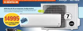 Coop Obs Wilfa Narvik 30 varmepumpe, ferdig montert tilbud