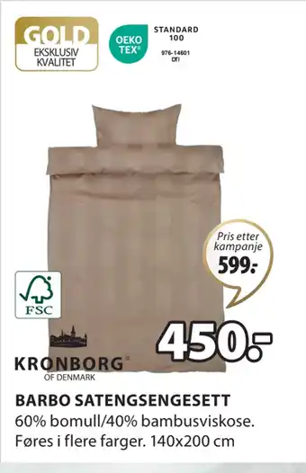 JYSK BARBO SATENGSENGESETT tilbud
