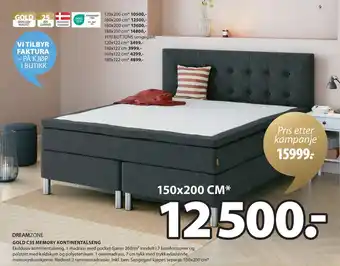 JYSK GOLD C35 MEMORY KONTINENTALSENG tilbud