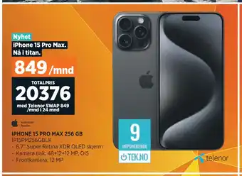 POWER IPHONE 15 PRO MAX 256 GB tilbud