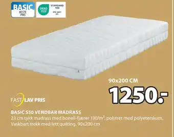 JYSK BASIC S50 VENDBAR MADRASS tilbud