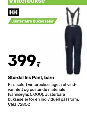 XXL Sport Stordal Ins Pant, barn tilbud