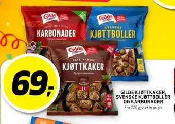 Bunnpris GILDE KJØTTKAKER, SVENSKE KJØTTBOLLER OG KARBONADER tilbud
