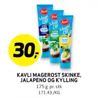 Bunnpris KAVLI MAGEROST SKINKE, JALAPENO OG KYLLING tilbud