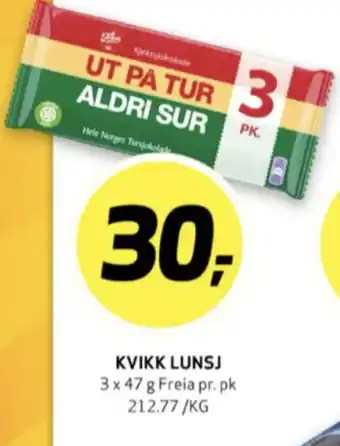 Bunnpris Kvikk lunsj sjokoladebar tilbud