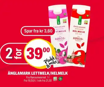 Coop Extra Änglamark lettmelk 1,0% tilbud