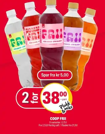 Coop Extra Frii bringebærsaft tilbud