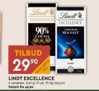 Coop Mega Lindt excellence sjokoladeplate tilbud