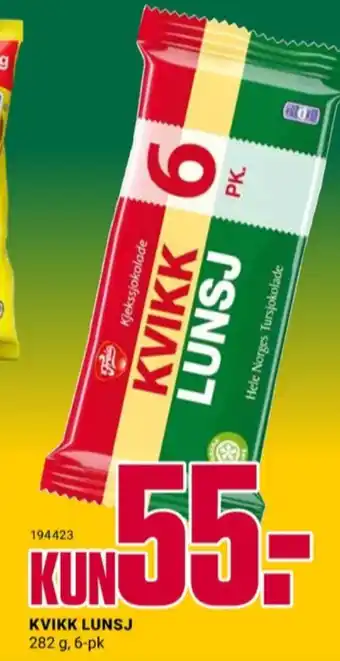 Europris Kvikk lunsj sjokoladebar tilbud