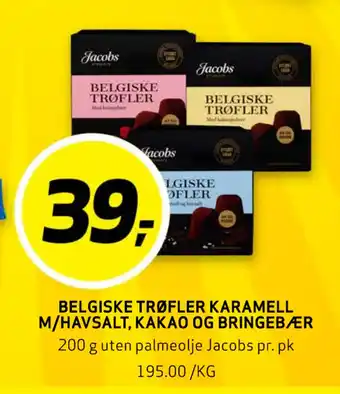 Bunnpris BELGISKE TRØFLER KARAMELL M/HAVSALT, KAKAO OG BRINGEBÆR tilbud