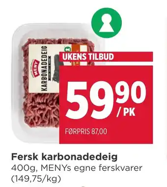 Meny Fersk karbonadedeig tilbud