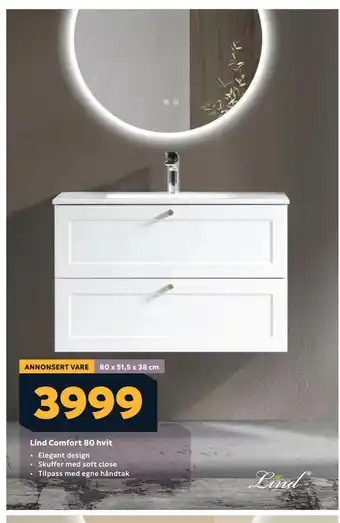 Megaflis Lind Comfort 80 hvit tilbud