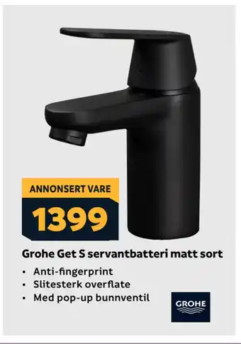 Megaflis Grohe Get S servantbatteri matt sort tilbud