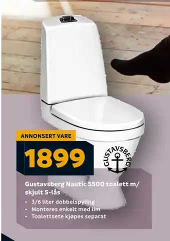 Megaflis Gustavsberg Nautic 5500 toalett m/ skjult S-lås tilbud
