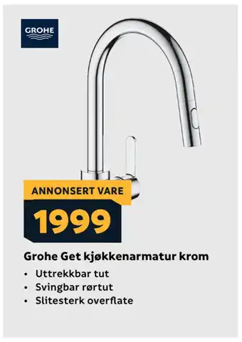 Megaflis Grohe Get kjøkkenarmatur krom tilbud