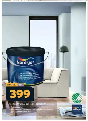 Megaflis Nordsjø Original tak- og veggmaling helmatt tilbud