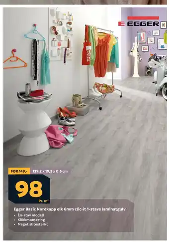 Megaflis Egger Basic Nordkapp eik 6mm clic-it 1-stavs laminatgulv tilbud
