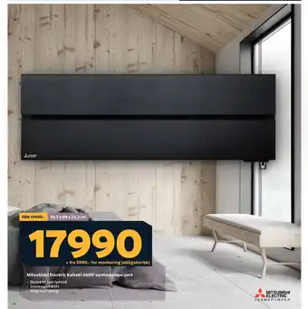 Megaflis Mitsubishi Electric Kaiteki 6600 varmepumpe sort tilbud