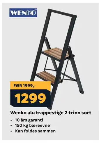 Megaflis Wenko alu trappestige 2 trinn sort tilbud