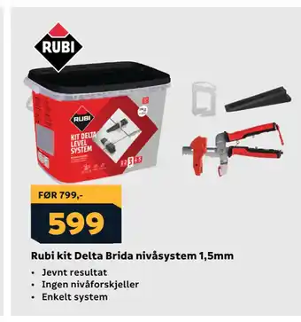 Megaflis Rubi kit Delta Brida nivåsystem 1,5mm tilbud