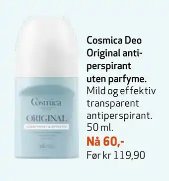 Apotek 1 Cosmica Deo Original antiperspirant uten parfyme tilbud