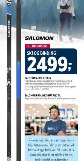 Sport 1 SALOMON AERO 9 ESKIN tilbud