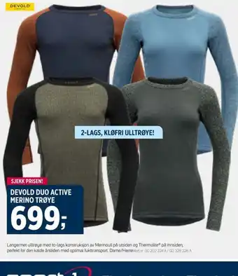 Sport 1 DEVOLD DUO ACTIVE MERINO TRØYE tilbud