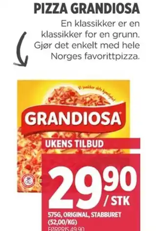 Meny PIZZA GRANDIOSA tilbud