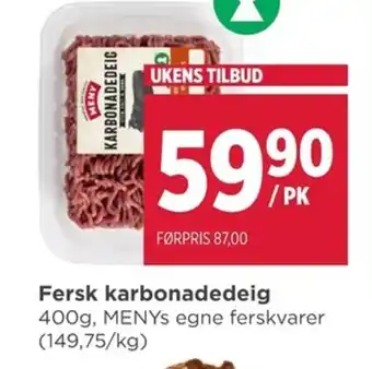 Meny Fersk karbonadedeig tilbud