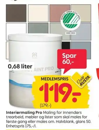 Rusta Interiormaling Pro tilbud