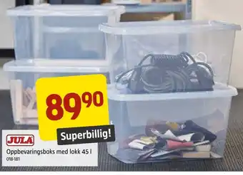 Jula Oppbevaringsboks med lokk 45 I tilbud