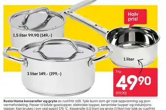 Rusta Rusta Home kasseroller og gryte tilbud
