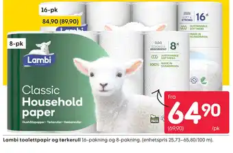 Rusta Lambi toalettpapir og tørkerull tilbud