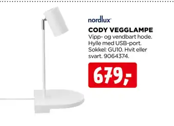 jem & fix CODY VEGGLAMPE tilbud