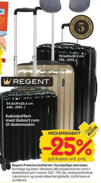 Rusta Regent Premium kofferter i forskjellige størrelser tilbud