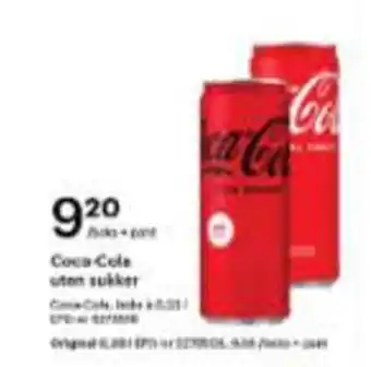 Storcash Coca-cola uton sukker tilbud