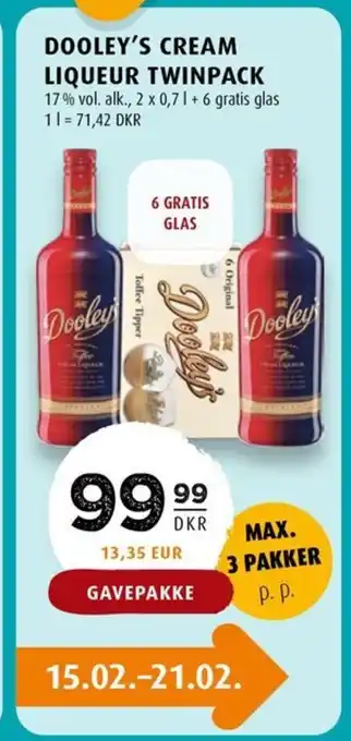 Scandinavian Park DOOLEY'S CREAM LIQUEUR TWINPACK tilbud
