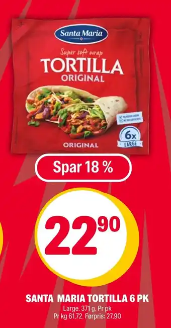 Coop Extra SANTA MARIA TORTILLA 6 PK tilbud