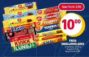 Coop Extra FREIA SMÅSJOKOLADER tilbud