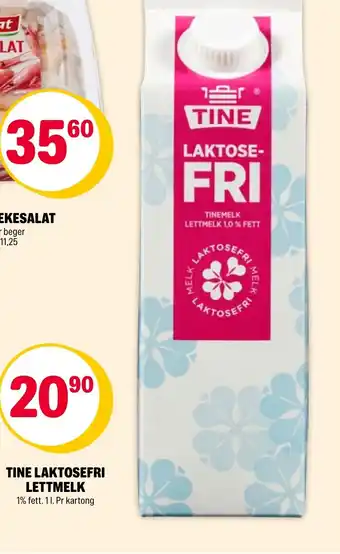 Coop Extra TINE LAKTOSEFRI LETTMELK tilbud
