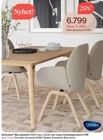 Møbelringen Stressless Bay spisestol D200 natur tilbud
