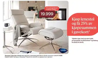 Møbelringen Stressless Tokyo Star hvilestol med regulerbar nakkestøtte tekstil Bloom offwhite, aluminium sokkel tilbud