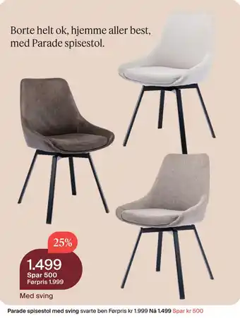 Møbelringen Parade spisestol med sving tilbud