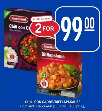 Rema 1000 CHILI CON CARNE/BIFFLAPSKAUS/ tilbud