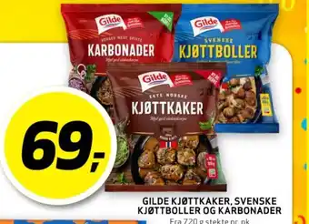 Bunnpris GILDE KJØTTKAKER, SVENSKE KJØTTBOLLER OG KARBONADER tilbud